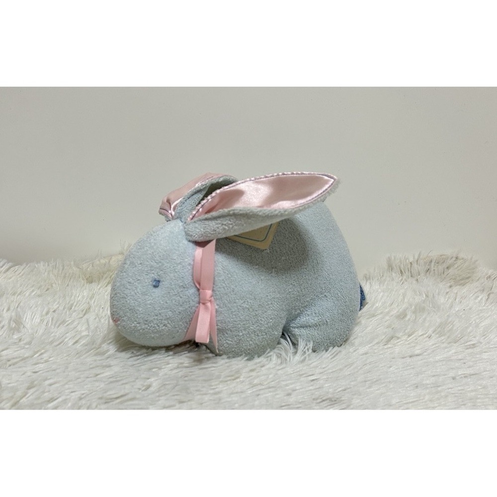 Vintage Eden Baby Blue & Pink Terry Cloth Bunny Rabbit Stuffed Animal Plush Toy